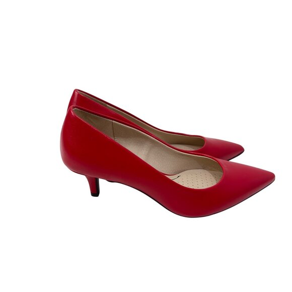 Life Stride Red Faux Leather Kitten Heel Pointed Toe Pumps SZ 6M - Picture 8 of 15